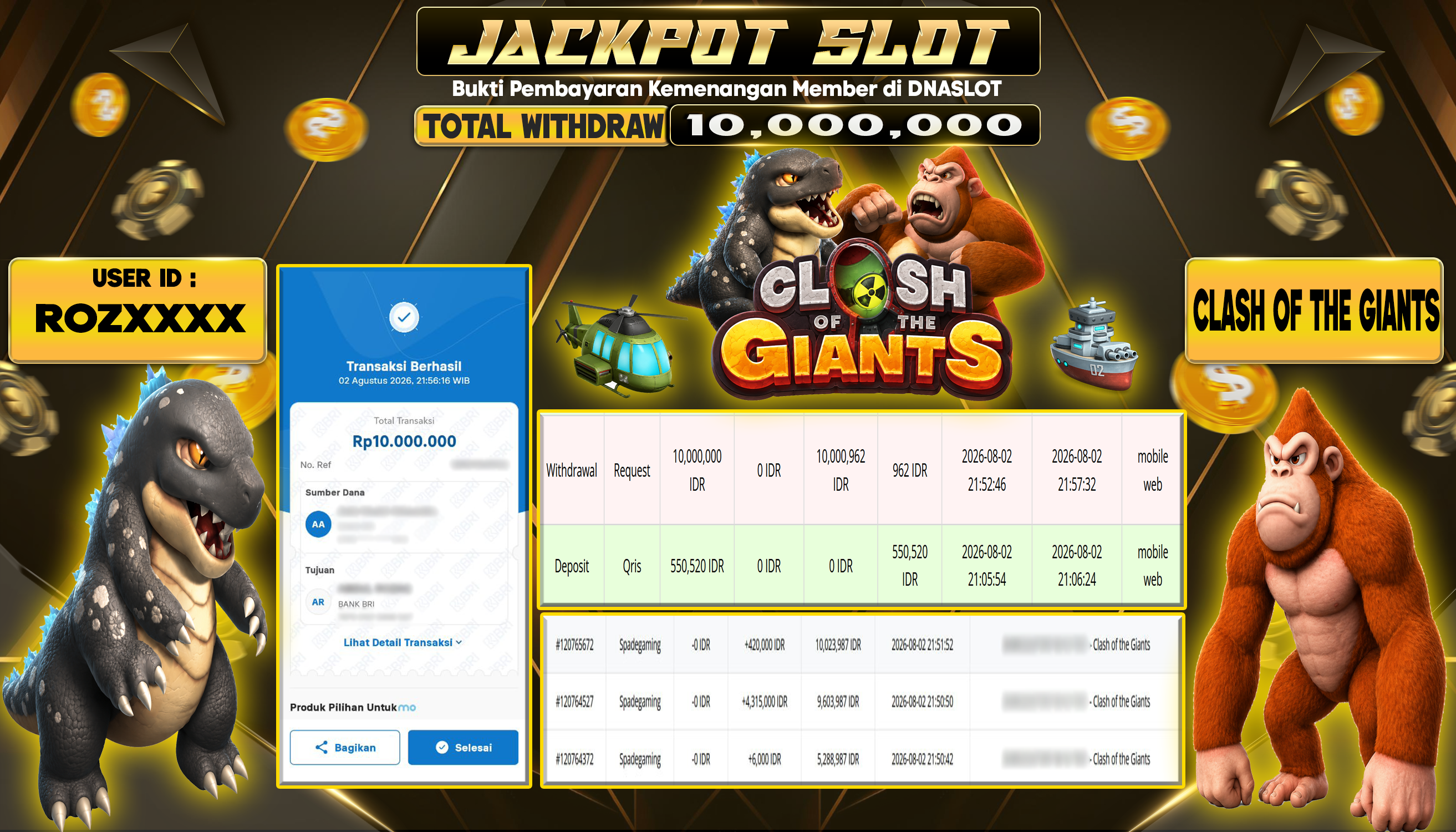 JACKPOT SLOT Clash of the Giants  02 AGUSTUS 2026